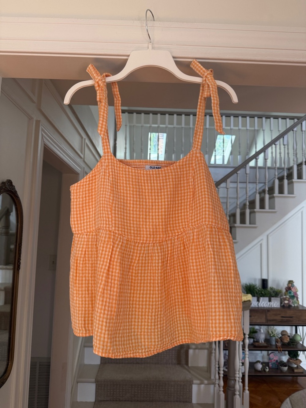 NWT Old Navy Gingham Tie Strap Tank